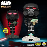 Funko Star Wars: The Mandalorian Dark Trooper With Grogu Glow-in-the-Dark Entertainment Earth Exclusive Pop! Vinyl Figure
