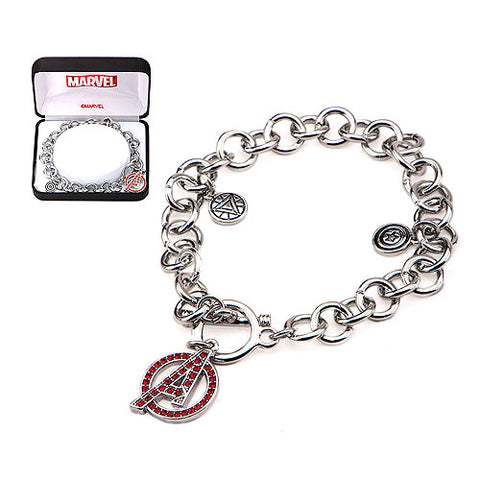 Marvel Avengers A Logo Red Bling Gems Charm Bracelet