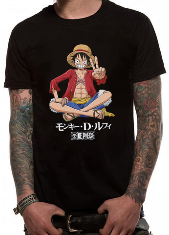 One Piece Monkey D. Luffy Peace Unisex Black T-Shirt