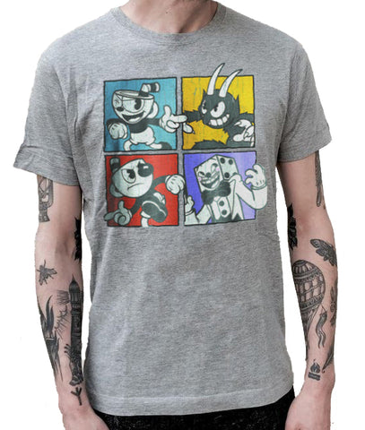 Cuphead Against The Bosses Unisex Grey T-Shirt