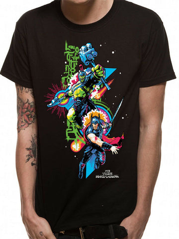 Marvel Thor Ragnarok Thor v Hulk Unisex Black T-Shirt