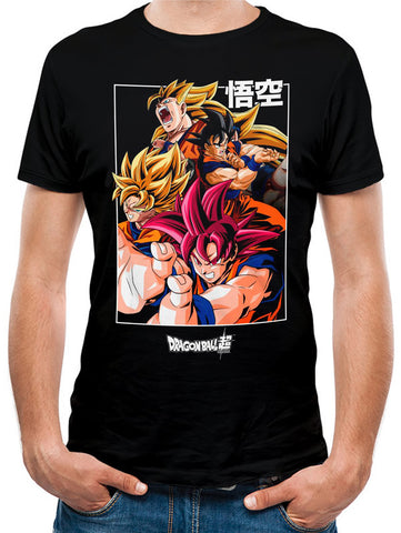 Dragon Ball Z Super Saiyan Goku Evolutions Unisex Black T-Shirt