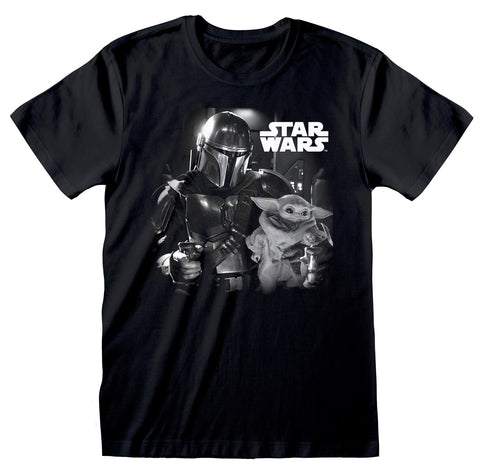 Star Wars The Mandalorian Mando & The Child Baby Yoda Unisex Black T-Shirt