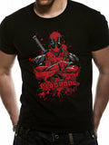 Marvel Comics Deadpool Pose Splash Unisex Black T-Shirt