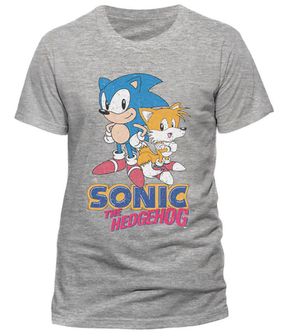 Sega Sonic The Hedgehog And Tails Unisex Grey T-Shirt