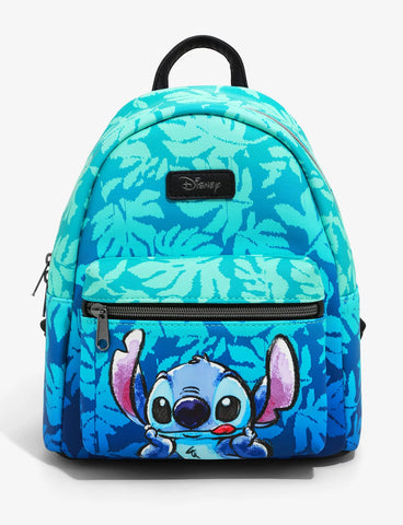 Loungefly Disney Lilo & Stitch Blue Tropical Leaves Hot Topic Exclusive Mini Backpack