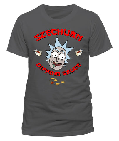 Rick And Morty Szechuan Dipping Sauce Unisex Charcoal T-Shirt